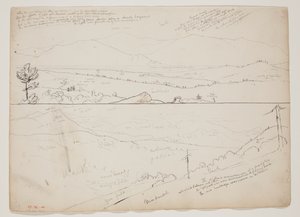 Kilátás az Ossipee-hegység felé; Kilátás a távoli hegyekre alkotó: Thomas Cole