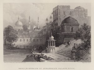 Baoli és a Jehanghir palota maradványai, Delhi (színes litho)