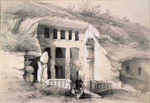 Kannari, a Nagy Chaitya-barlang külseje, 1845 alkotó: Thomas Colman Dibdin