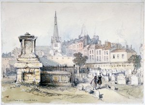 Kilátás a Bunhill Row-ra a Bunhill Fieldsből, Finsbury, Islington, London, 1860. alkotó: Thomas Colman Dibdin