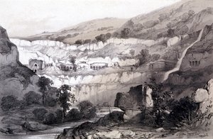 Barlangok kilátása, Ajunta, India, 1844