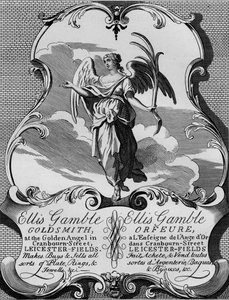 Ellis Gamble ötvös kártyája, 1720-as évek, 1827.