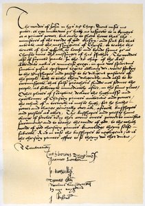 Crammer érsek és hét másik angol püspök püspöki nyilatkozata, 1537. alkotó: Thomas Cranmer