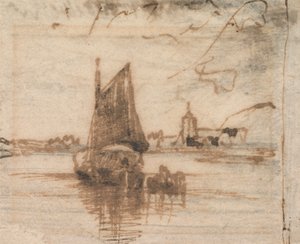 Egy vitorlás Becalmed alkotó: Thomas Creswick