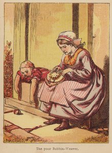 A szegény Bobbin-Weaver (színes metszet) alkotó: Thomas Dalziel