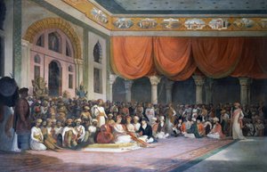 Charles Warre Malet szerződést kötött a Maratha Birodalom Peshwával 1790-ben Durbarban alkotó: Thomas Daniell