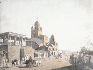 Utcai jelenet, Thomas Daniell "Kalkuttai kilátások" című filmjéből, 1786-1788 alkotó: Thomas Daniell