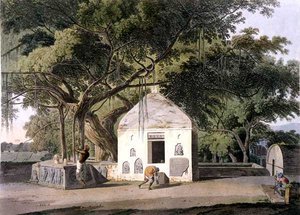A hinduk szent fája, Gyahban, Baharban, a „Keleti táj: Huszonnégy nézet Hindoostanban” című filmből alkotó: Thomas Daniell