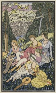 Illusztráció Boccaccio Dekameronjához (színes litográfia)