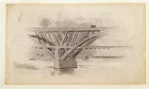 A Girard Avenue-híd rajza / Egy evező hátoldalának vázlata alkotó: Thomas Eakins