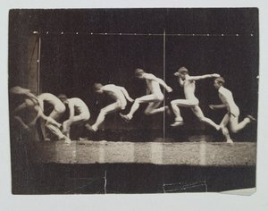 Marey-kerékkel készült fényképek egy azonosítatlan modellről alkotó: Thomas Eakins