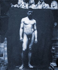 Samuel Murray aktportréja Eakin műtermében, 1890 (cianotípia)