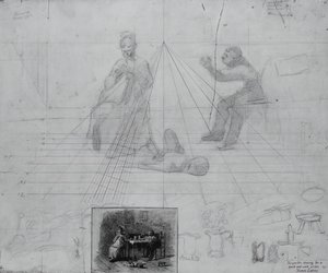 Cím nélküli perspektíva tanulmány illusztrációhoz a magazin történetéhez, Neelus Peeler úr feltételei alkotó: Thomas Eakins