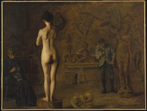 William Rush a Schuylkill-folyó allegorikus szobrát faragja alkotó: Thomas Eakins