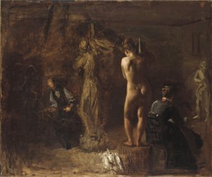 William Rush a Schuylkill folyó allegorikus alakját faragja, 1876 (olaj, vászon kompozíciós táblára rögzítve)