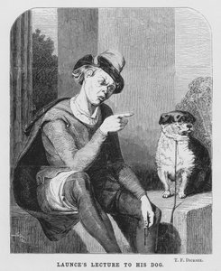 Launce előadása a kutyájának, két veronai úriember (metszet) alkotó: Thomas Francis (after) Dicksee
