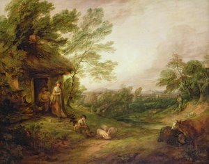 Házikó ajtó lánnyal és disznókkal, 1786 körül