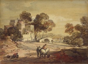 Olasz táj utazókkal egy kanyargós úton, 1775-1779 alkotó: Thomas Gainsborough