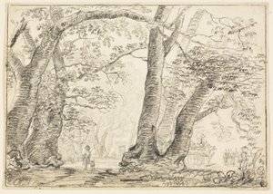 Férfi kutyával az erdőben alkotó: Thomas Gainsborough