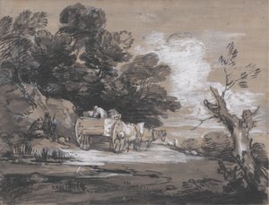 Erdős táj ország kosárral és figurákkal alkotó: Thomas Gainsborough