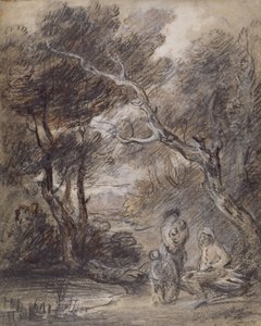 Erdős táj alakokkal, 1788 körül (kréta, mosás és gouache papíron) alkotó: Thomas Gainsborough