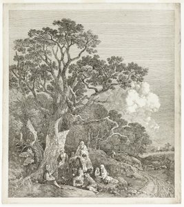 Erdős táj a tűz körül összegyűlt cigányokkal alkotó: Thomas Gainsborough
