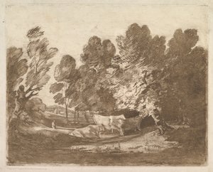 Erdős táj pásztorokkal és tehenekkel, 1797. augusztus 1. alkotó: Thomas Gainsborough