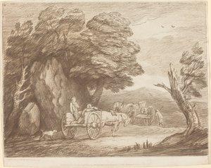 Erdős táj két ország kocsival és figurákkal alkotó: Thomas Gainsborough