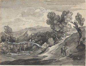 Erdős felvidéki táj híddal alkotó: Thomas Gainsborough