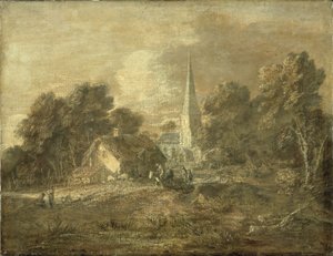 Erdős táj falusi jelenettel, 1770-72 eleje alkotó: Thomas Gainsborough