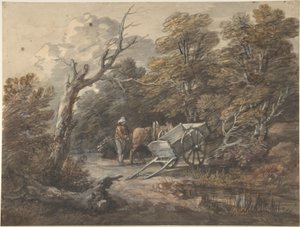 Erdei jelenet paraszttal, lóval és szekérrel alkotó: Thomas Gainsborough