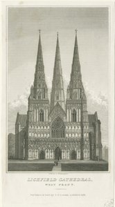 Lichfield katedrális – nyugati front: metszet, nd [c 1833] (nyomtatás) alkotó: Thomas George Lomax