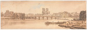 Válogatás a húsz legfestőibb párizsi kilátásból: A Pont de la Tournelle és a Notre Dame kilátása az Arzenálból alkotó: Thomas Girtin