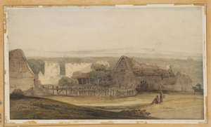 Kiterjedt épület gazdasági épületekkel és egy templomrommal alkotó: Thomas Girtin