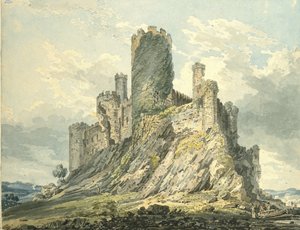 Conway-kastély, 1793 körül (akvarell, nádtollal megérintve, grafit jelzésekkel) alkotó: Thomas Girtin