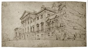 Harewood House, Yorkshire, 1798 körül (grafit texturált szőtt papíron) alkotó: Thomas Girtin