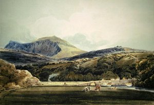 Mynnydd Mawr, Észak-Wales (ceruza és akvarell) alkotó: Thomas Girtin