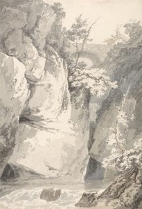 A Lago di Como partján, 1796 körül (papíron grafitos mosás) alkotó: Thomas Girtin