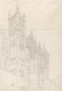 Peterborough-i székesegyház, Huntingdonshire, 1794 körül (grafit két összeillesztett papírlapon) alkotó: Thomas Girtin