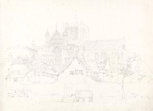 Winchesteri katedrális, észak-keletről, 1795 körül (grafit papíron) alkotó: Thomas Girtin