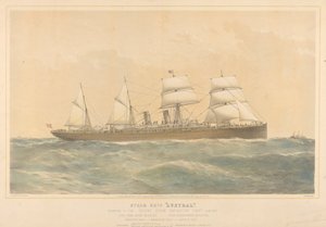 Austral gőzhajó az Orient Steam Navigation Company Limited tulajdonában, 1868-74 körül (színes litográfia) alkotó: Thomas Goldsworth Dutton