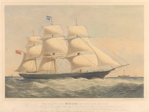 A Mirage nevű, 965 tonnás Clipper hajó, 1853-57 körül (litográfia, színezett)