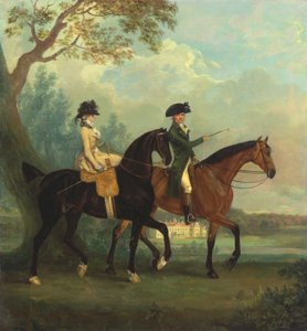 Marcia Pitt és testvére, George Pitt, későbbi második Baron Rivers, Lovaglás a Stratfield Saye House parkban, Hampshire alkotó: Thomas Gooch