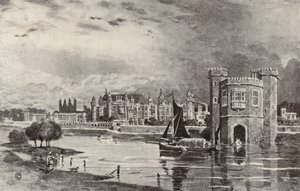 Hampton Court I. Károly korában (litográfia) alkotó: Thomas Hamilton Crawford