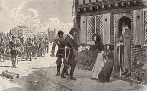 Sir Richard Fanshawe fogoly a Charing Crosson (litográfia) alkotó: Thomas Hamilton Crawford