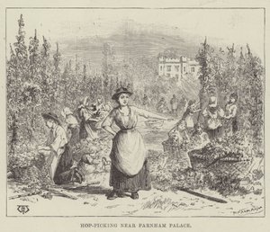 Komlószedés a Farnham Palace közelében alkotó: Thomas Harrington Wilson