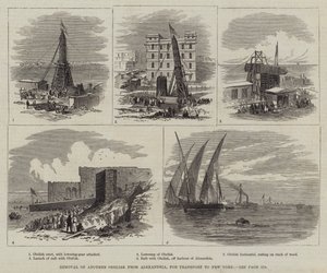 Egy másik obeliszk eltávolítása Alexandriából, New Yorkba szállítás céljából alkotó: Thomas Harrington Wilson