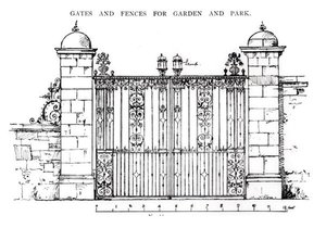 Kapuk és kerítések kertbe és parkba, a "The Art and Craft of Garden Making"-ból, megjelent 1900 (litho) (f/w fotó) alkotó: Thomas Hayton Mawson