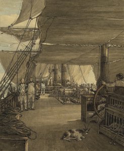 Jelenet a HMS "Deal Castle" fedélzetén, egy nyugat-indiai út során, 1775-ben. Akvarell alkotó: Thomas Hearne
