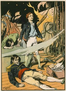 Casabianca az égő hajón (színes litográfia) alkotó: Thomas Heath Robinson